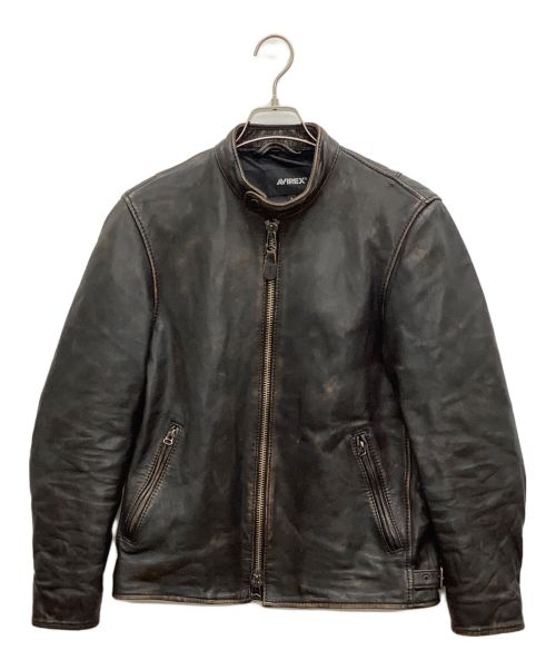 AVIREX（アヴィレックス）AVIREX (アヴィレックス) AGED LEATHER SINGLE RIDERS ブラック サイズ:無しの古着・服飾アイテム