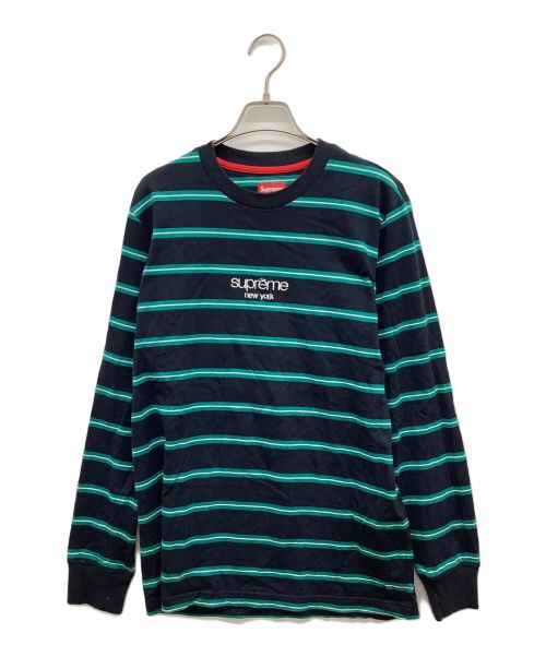 SUPREME（シュプリーム）SUPREME (シュプリーム) ボーダーカットソー グリーン×ネイビー サイズ:Mの古着・服飾アイテム