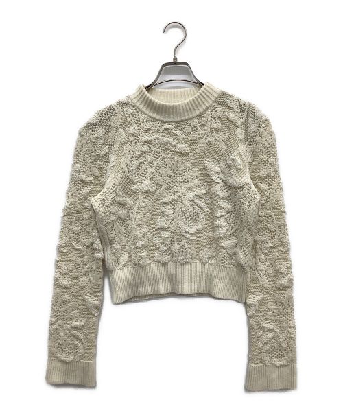 PHOTOCOPIEU（フォトコピュー）PHOTOCOPIEU (フォトコピュー) SQUARE SHOULDER LACE JACQUARD SWEATER ベージュ サイズ:Fの古着・服飾アイテム