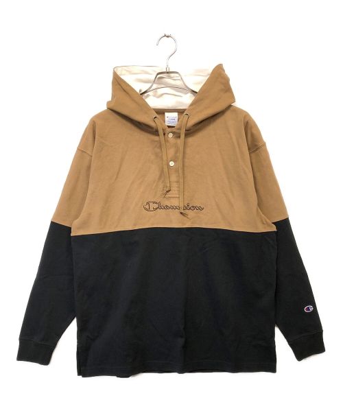 Champion（チャンピオン）Champion (チャンピオン) パーカー ベージュ×ブラック サイズ:XLの古着・服飾アイテム