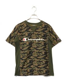 Champion（チャンピオン）の古着「プリントTシャツ」｜カーキ×ブラック