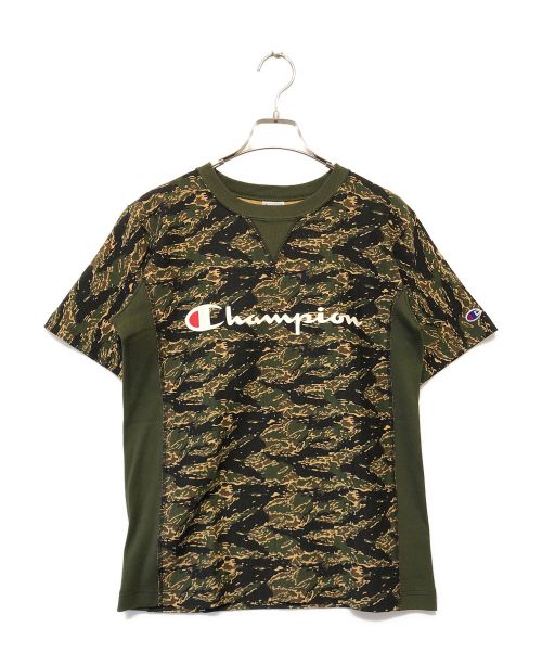 Champion（チャンピオン）Champion (チャンピオン) プリントTシャツ カーキ×ブラック サイズ:SIZE M 未使用品の古着・服飾アイテム