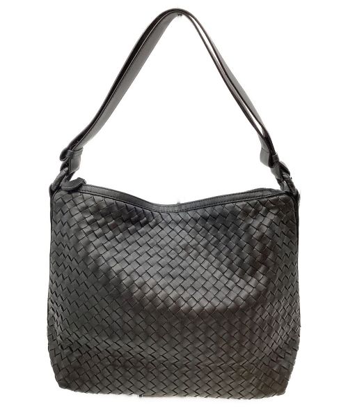 BOTTEGA VENETA（ボッテガベネタ）BOTTEGA VENETA (ボッテガベネタ) レザーショルダーバッグ ブラックの古着・服飾アイテム