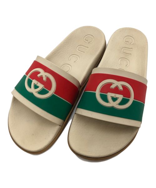 GUCCI（グッチ）GUCCI (グッチ) インターロッキング Gサンダル ホワイト×グリーン×レッド サイズ:SIZE 9の古着・服飾アイテム