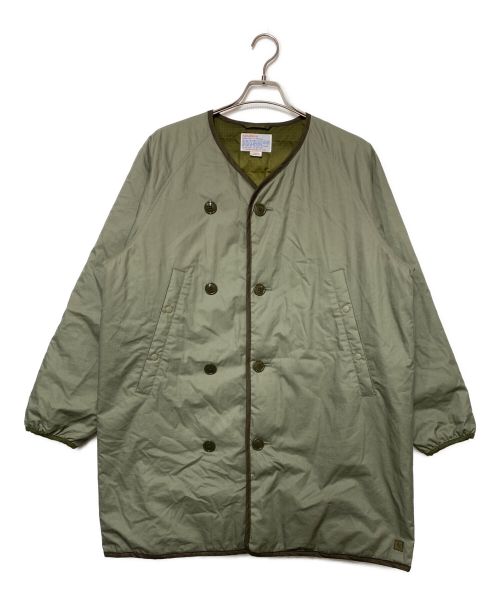 nanamica（ナナミカ）nanamica (ナナミカ) ノーカラーダウンコート 黄緑 サイズ:XSの古着・服飾アイテム