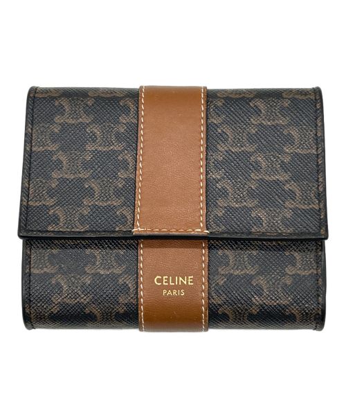 CELINE（セリーヌ）CELINE (セリーヌ) 3つ折り財布 ブラック×ブラウンの古着・服飾アイテム