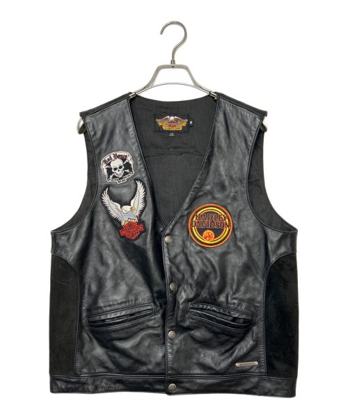 HARLEY-DAVIDSON（ハーレーダビッドソン）HARLEY-DAVIDSON (ハーレーダビッドソン) レザーベスト ブラック サイズ:SIZE Mの古着・服飾アイテム