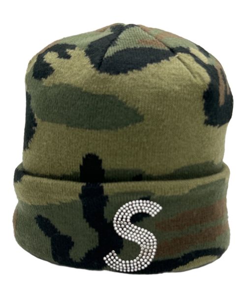 New Era（ニューエラ）New Era (ニューエラ) SUPREME (シュプリーム) Swarovski S Logo Beanie カーキの古着・服飾アイテム