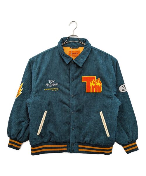 TOY MACHINE（トイマシーン）TOY MACHINE (トイマシーン) TM PAINT COLLAB CORDUROY STADIUM JACKET (ティーエムペイント コラボ コーデュロイ スタジアム ジャケット) グリーン サイズ:XLの古着・服飾アイテム