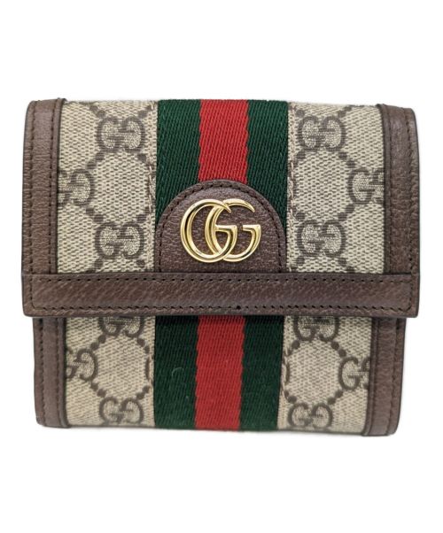 GUCCI（グッチ）GUCCI (グッチ) Wホック財布 グレーの古着・服飾アイテム