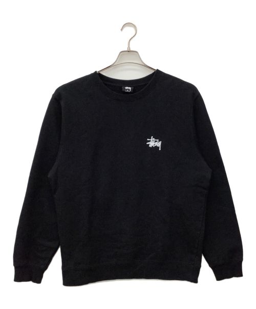 stussy（ステューシー）stussy (ステューシー) ロゴクルーネックスウェット ブラック サイズ:Мの古着・服飾アイテム