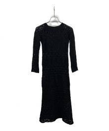 Ameri（アメリ）の古着「CROCHET RAGLAN LONG DRESS」｜ブラック