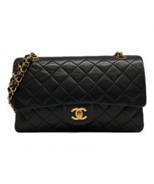 CHANEL（シャネル）の古着「Wフラップチェーンショルダーバッグ 25」｜ブラック