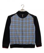 BURBERRY BLACK LABELバーバリーブラックレーベル）の古着「ニットジャケット」｜ブラック×ブルー