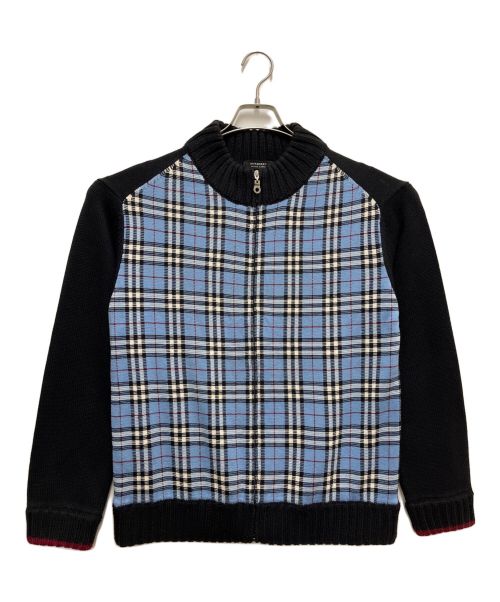 BURBERRY BLACK LABEL（バーバリーブラックレーベル）BURBERRY BLACK LABEL (バーバリーブラックレーベル) ニットジャケット ブラック×ブルー サイズ:3の古着・服飾アイテム