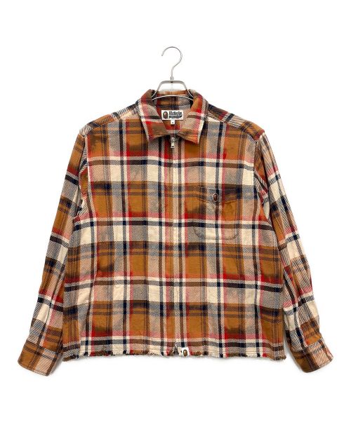 A BATHING APE（アベイシングエイプ）A BATHING APE (アベイシングエイプ) A Bathing Ape Bleached Bape Check Zip Shirt/ジップジャケット マルチカラー サイズ:SIZE Mの古着・服飾アイテム