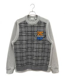 BURBERRY（バーバリー）の古着「ニット切替ノバチェックTBクルーネックスウェット」｜グレー