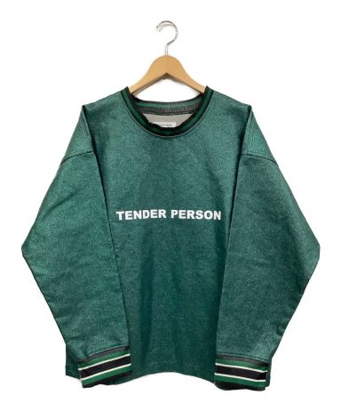 9,000円テンダーパーソン デニム生地 グリーンラメ オーバーサイズ プルオーバーシャツ