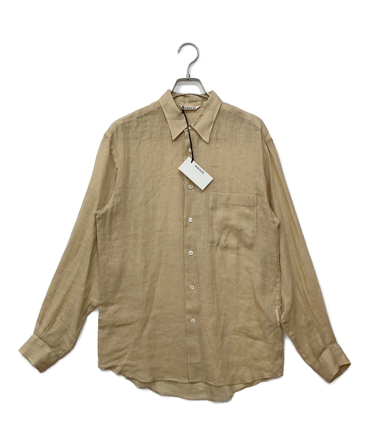 AURALEE (オーラリー) SEE-THROUGH LINEN SHIRTS　リネンシャツ ベージュ サイズ:3