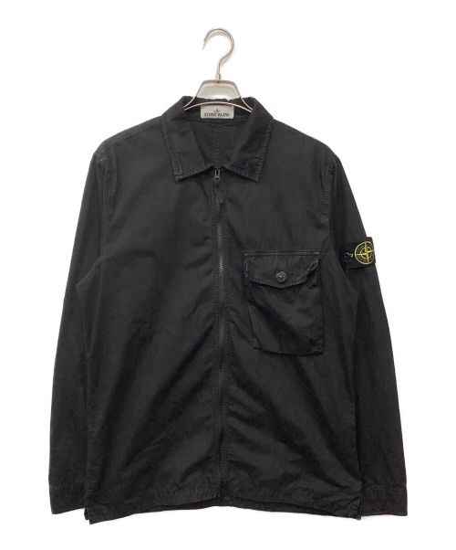 STONE ISLAND（ストーンアイランド）STONE ISLAND (ストーンアイランド) ヴィンテージ加工 シャツジャケット ブラック サイズ:Lの古着・服飾アイテム