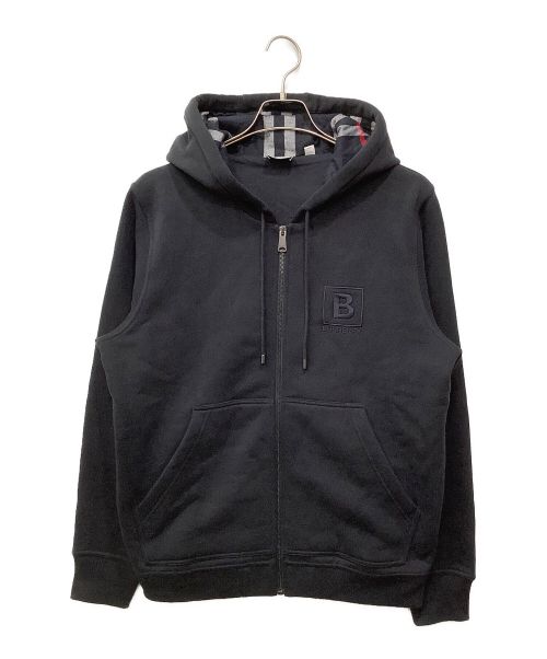 BURBERRY（バーバリー）BURBERRY (バーバリー) レター グラフィック コットンブレンド ジップパーカー ブラック サイズ:Mの古着・服飾アイテム