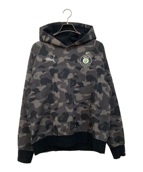 PUMA（プーマ）PUMA (プーマ) A BATHING APE (アベイシングエイプ) プルオーバーパーカー ブラック×グレー サイズ:Ⅹlargeの古着・服飾アイテム