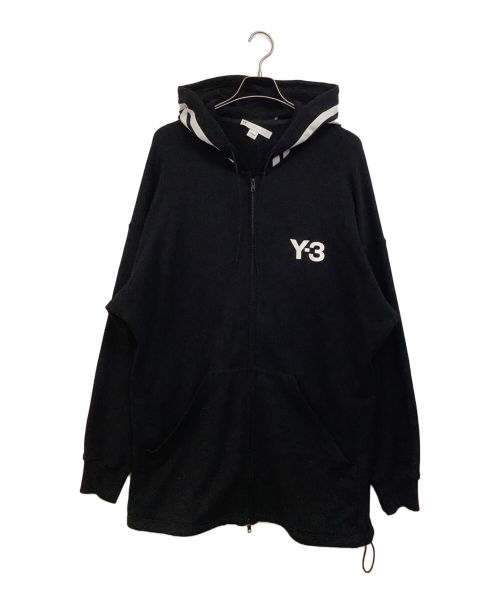 Y-3（ワイスリー）Y-3 (ワイスリー) adidas (アディダス) ロゴプリントジップアップフーディー ブラック サイズ:Lの古着・服飾アイテム