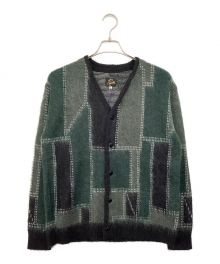 Needles×STUDIOUS（ニードルズ×ステュディオス）の古着「Mohair Cardigan - Patchwork Motif」｜グリーン