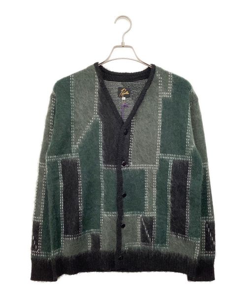 Needles（ニードルズ）Needles (ニードルズ) STUDIOUS (ステュディオス) Mohair Cardigan - Patchwork Motif グリーン サイズ:Sの古着・服飾アイテム