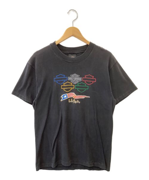 モーターTシャツ（モーターTシャツ）モーターTシャツ (モーターTシャツ) [古着] HARLEY-DAVIDSON モーターTシャツ ブラック サイズ:Mの古着・服飾アイテム