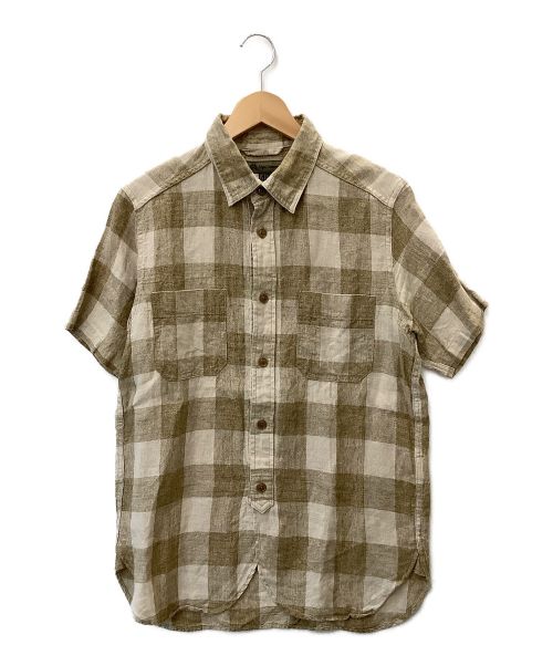 NIGEL CABOURN（ナイジェルケーボン）NIGEL CABOURN (ナイジェルケーボン) ブロックチェックシャツ ベージュ サイズ:48の古着・服飾アイテム