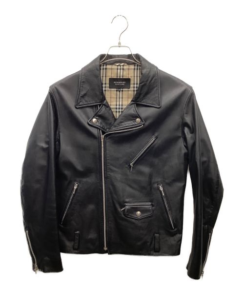 BURBERRY BLACK LABEL（バーバリーブラックレーベル）BURBERRY BLACK LABEL (バーバリーブラックレーベル) カウレザーダブルライダースジャケット ブラック サイズ:Mの古着・服飾アイテム