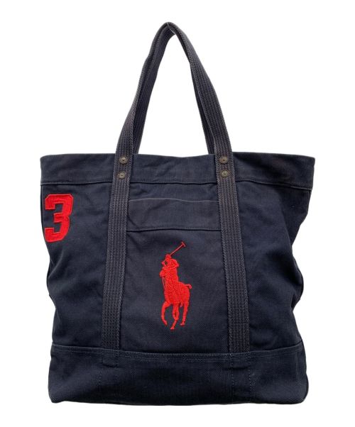 POLO RALPH LAUREN（ポロ・ラルフローレン）POLO RALPH LAUREN (ポロ・ラルフローレン) キャンバストートバッグ ネイビーの古着・服飾アイテム