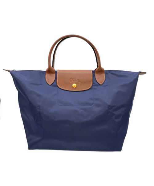 LONGCHAMP（ロンシャン）LONGCHAMP (ロンシャン) 折りたたみトートバッグ ネイビー×ブラウンの古着・服飾アイテム