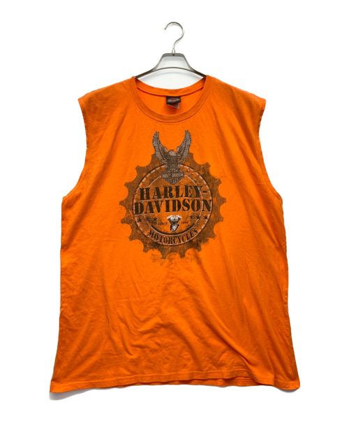 モーターTシャツ（モーターTシャツ）モーターTシャツ (モーターTシャツ) [古着]HARLEY-DAVIDSON モーターTシャツ オレンジ サイズ:2XLの古着・服飾アイテム