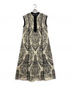 Ameriアメリ）の古着「DAMASK EMBROIDERY LINEN DRESS」｜アイボリー×ブラック