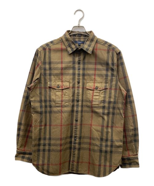 BURBERRY LONDON（バーバリーロンドン）BURBERRY LONDON (バーバリー ロンドン) 長袖シャツ ブラウン サイズ:XLの古着・服飾アイテム