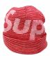 SUPREME (シュプリーム) ニット帽 レッド×ホワイト：6000円