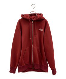 THE NORTH FACE（ザ ノース フェイス）の古着「スクエアロゴフルジップパーカー」｜レッド