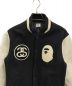 A BATHING APE (アベイシングエイプ) stussy (ステューシー) レザー切替スタジャン ホワイト×ブラック サイズ:L：49800円