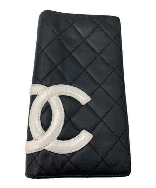 CHANEL（シャネル）CHANEL (シャネル) 2つ折り長財布 ブラック×ピンクの古着・服飾アイテム