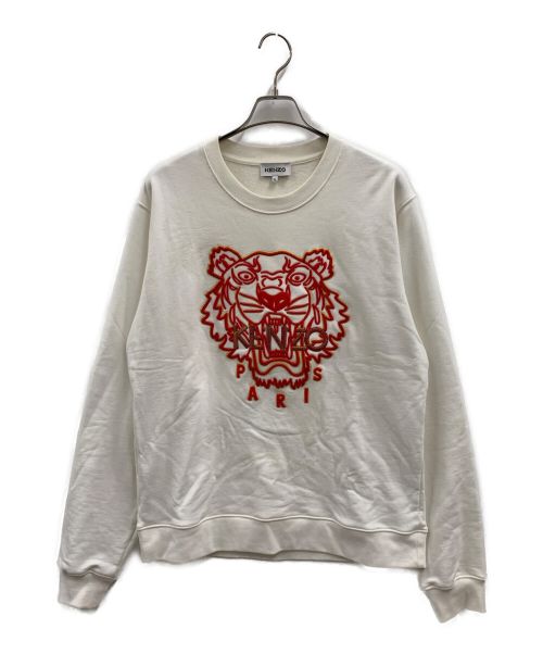 KENZO（ケンゾー）KENZO (ケンゾー) クルーネックスウェット ホワイト×レッド サイズ:XLの古着・服飾アイテム