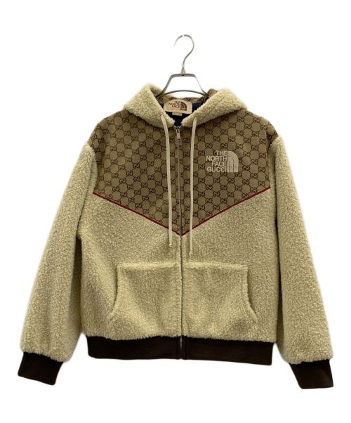 GUCCI（グッチ）GUCCI (グッチ) THE NORTH FACE (ザ ノース フェイス) Canvas Shearling Jacket ベージュ×ブラウン サイズ:Sの古着・服飾アイテム