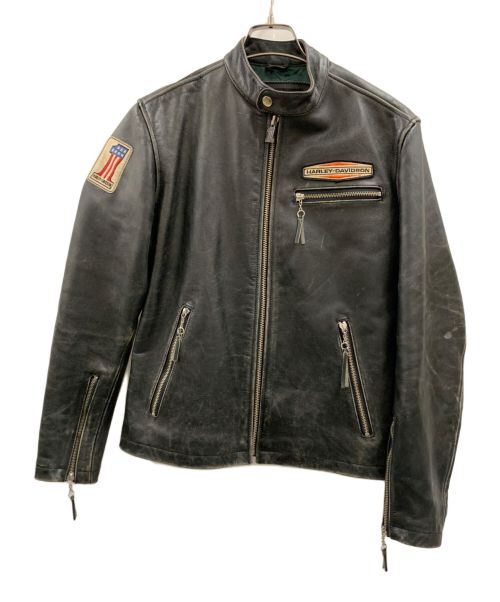 HARLEY-DAVIDSON（ハーレーダビッドソン）HARLEY-DAVIDSON (ハーレーダビッドソン) HARLEY-DAVIDSON（ハーレーダビッドソン）　シングルライダースジャケット ブラック サイズ:Mの古着・服飾アイテム