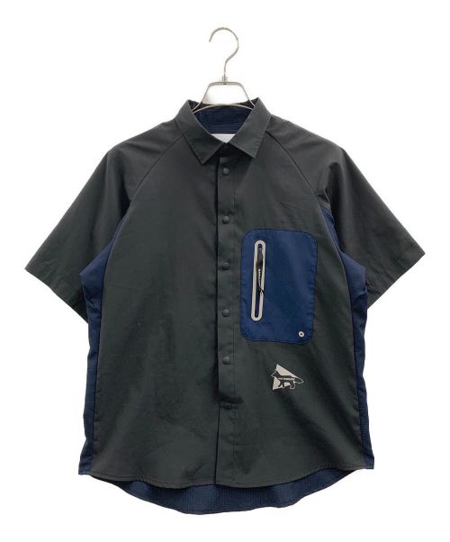 maison kitsune（メゾンキツネ）maison kitsune (メゾンキツネ) and wander (アンドワンダー) HIKING SHIRT ブラック×ネイビー サイズ:3の古着・服飾アイテム