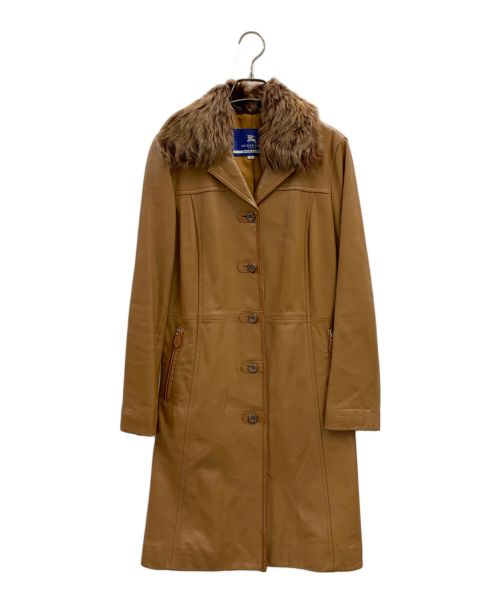 BURBERRY BLUE LABEL（バーバリーブルーレーベル）BURBERRY BLUE LABEL (バーバリーブルーレーベル) BURBERRY BLUE LABEL ファー付レザーコート ブラウン サイズ:38の古着・服飾アイテム