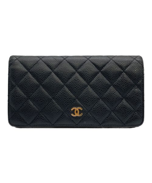 CHANEL（シャネル）CHANEL (シャネル) CHANEL(シャネル) マトラッセ 2つ折り長財布 ブラックの古着・服飾アイテム