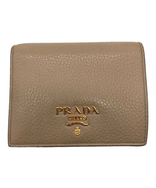 PRADA（プラダ）PRADA (プラダ) 2つ折り財布 ベージュ×ピンクの古着・服飾アイテム