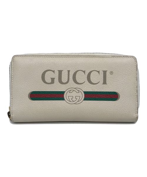 GUCCI（グッチ）GUCCI (グッチ) ラウンドファスナーウォレット アイボリーの古着・服飾アイテム