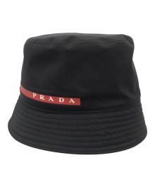 PRADA SPORTS（プラダスポーツ）の古着「ナイロンバケットハット」｜ブラック×レッド